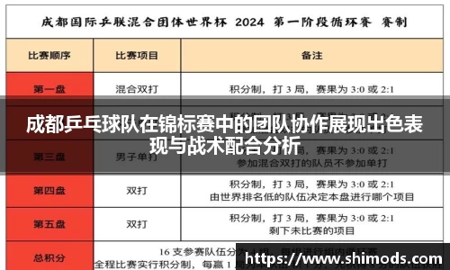 成都乒乓球队在锦标赛中的团队协作展现出色表现与战术配合分析